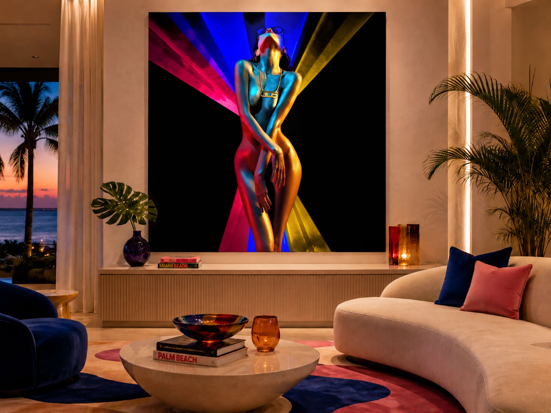 Night Life by Alexander Nicholas displayed as museum-quality wall art in a sophisticated contemporary interior.
